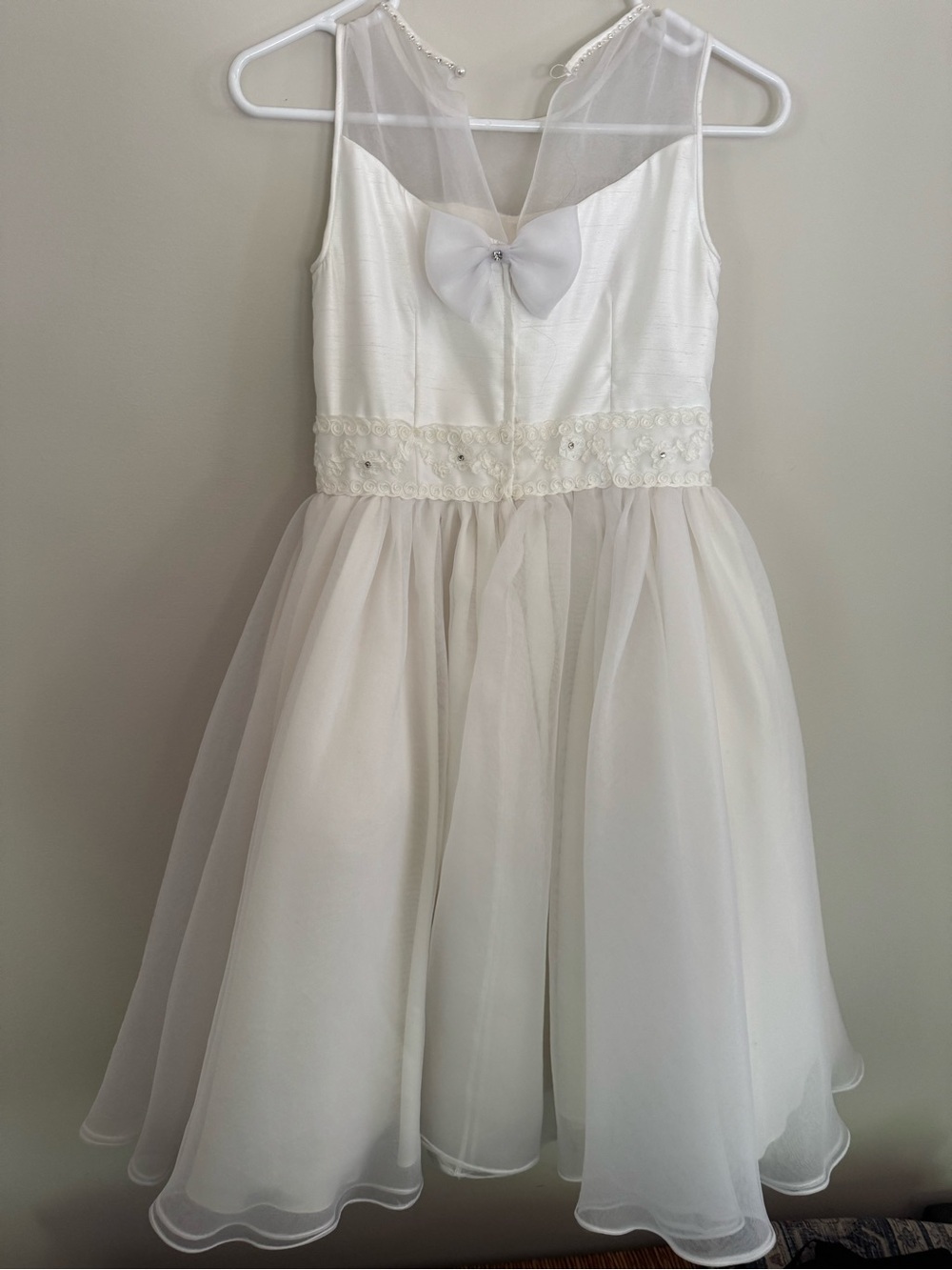 Elaina do Vale Couture Ivory Girls' Tulle Dress with Embellished Waist - size 10 - Picture 2 of 9